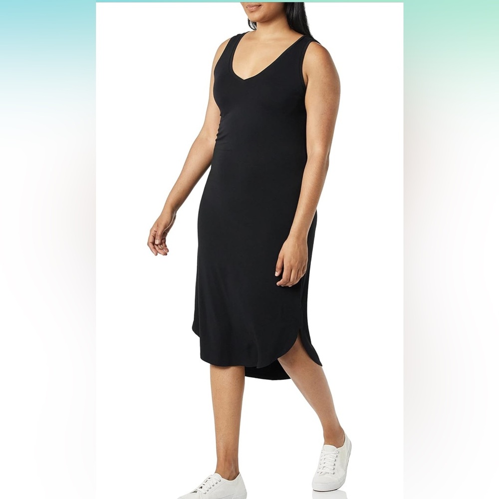Women’s Daily Ritual Jersey Sleeveless V-Neck Midi Dress XXL Black